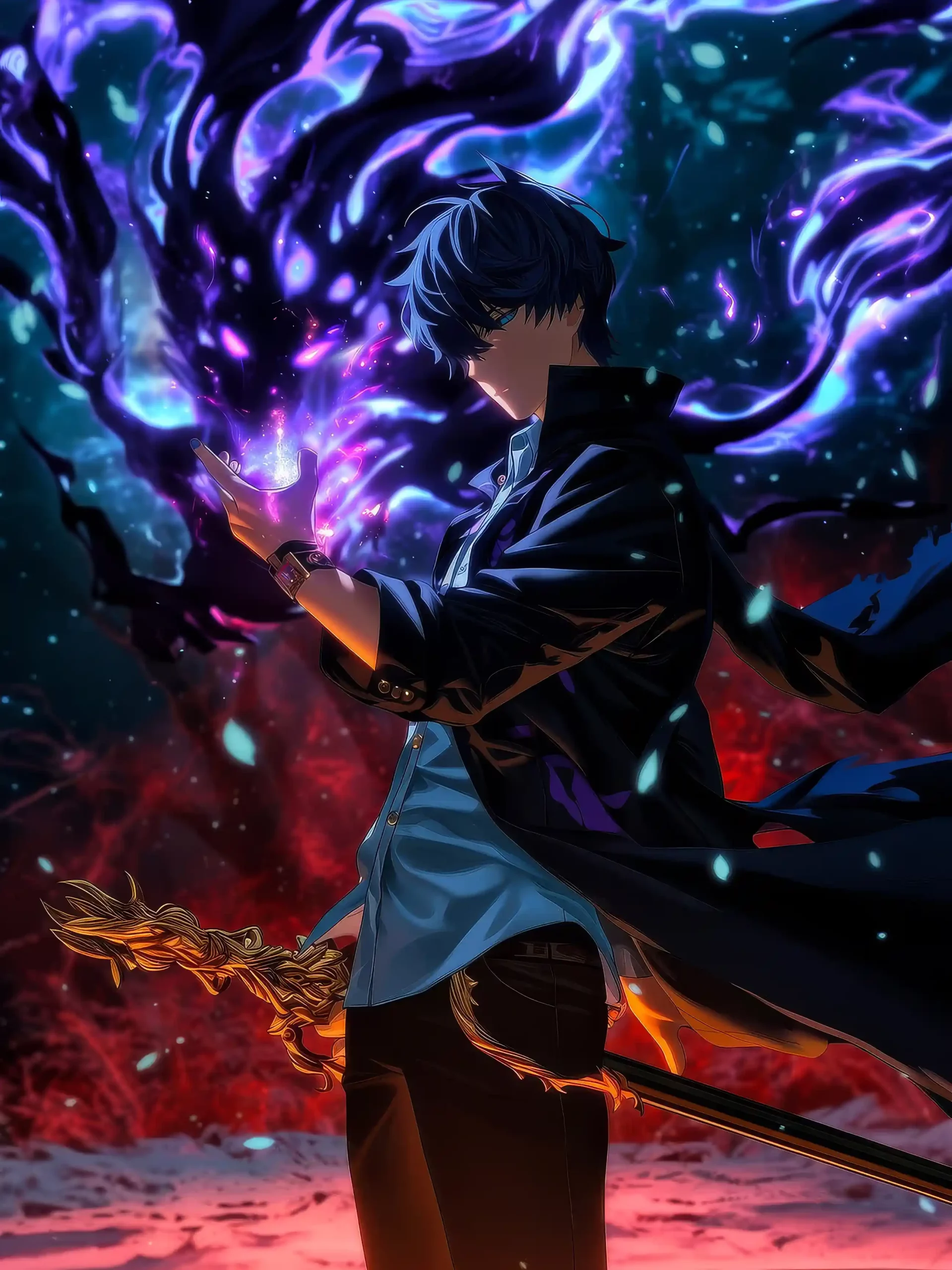 متال پوستر سونگ جین وو Sung Jinwoo از انیمه سولو لولینگ Solo Leveling