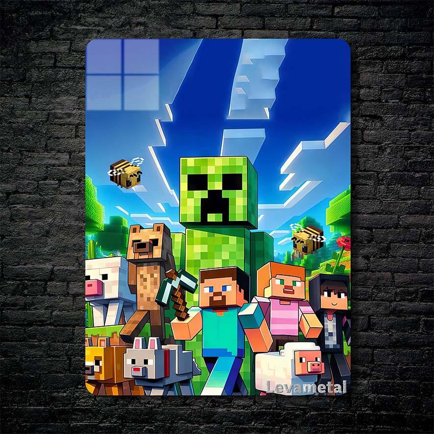 Mockup Black Brick A-669 30X30_ متال پوستر ماینکرفت Minecraft