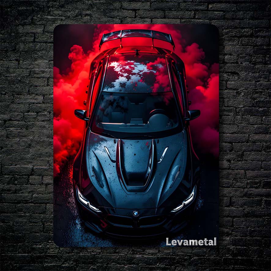 Mockup Black Brick B-024 30X30 متال پوستر ماشین