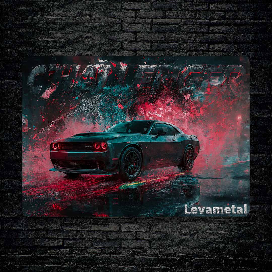 black Brick wall Ofoghi B-018 30X30 متال پوستر ماشین dodge challenger