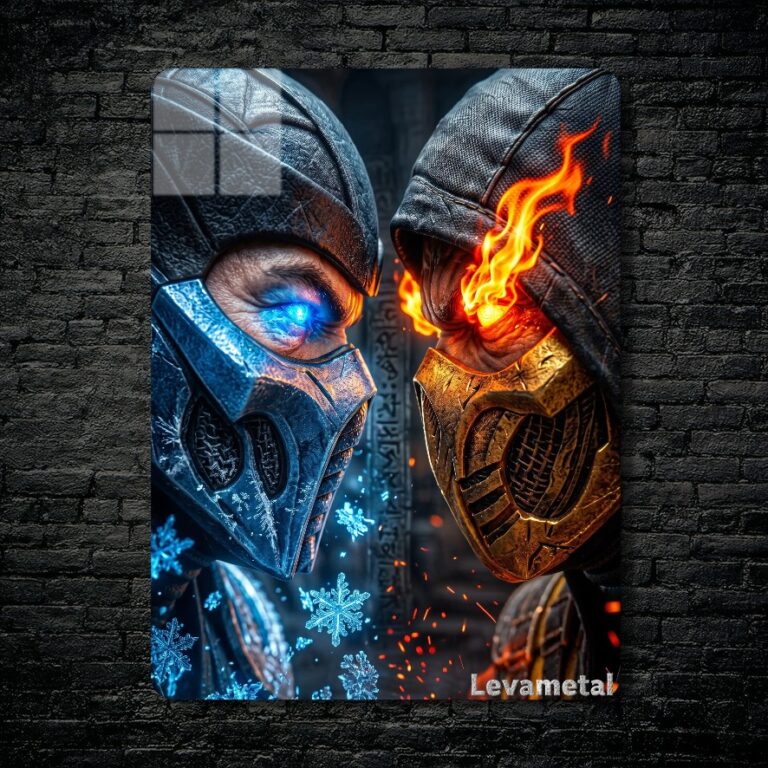متال پوستر ساب زیرو Sub-zero و اسکورپیون Scorpion از بازی مورتال کمبت Mortal Kombat با کد E-713