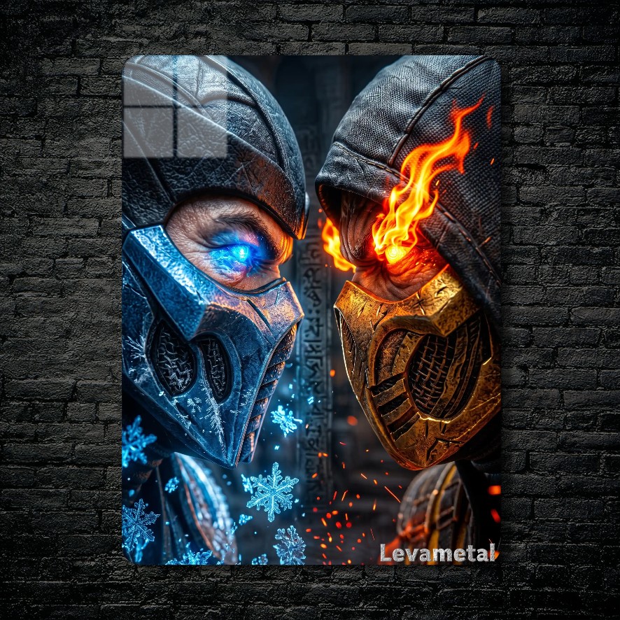 main-mockup-117602-1791057929.jpeg متال پوستر ساب زیرو Sub-zero و اسکورپیون Scorpion از بازی مورتال کمبت Mortal Kombat با کد E-713