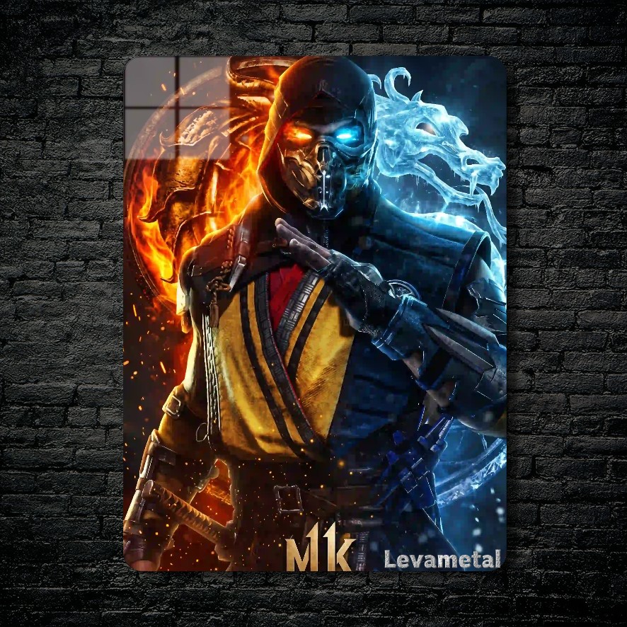 main-mockup-117657-1791129705.jpeg متال پوستر ساب زیرو Sub-zero و اسکورپیون Scorpion از بازی مورتال کمبت Mortal Kombat با کد E-726
