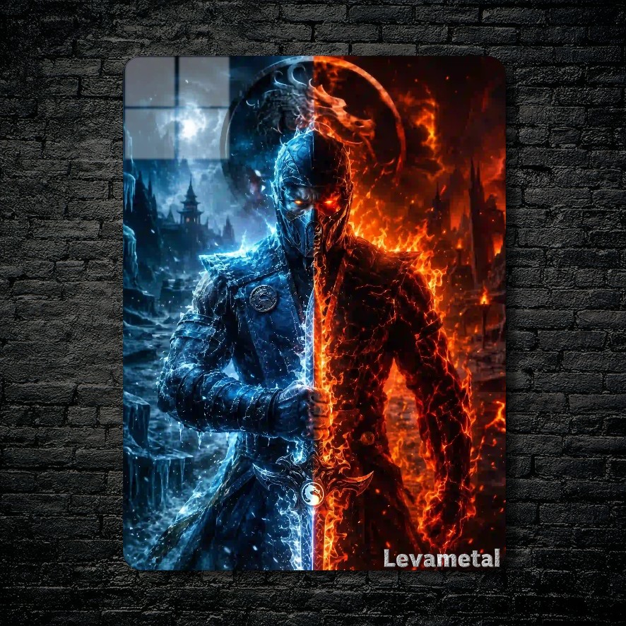 main-mockup-117693-1791130694.jpeg متال پوستر ساب زیرو Sub-zero و اسکورپیون Scorpion از بازی مورتال کمبت Mortal Kombat با کد E-733