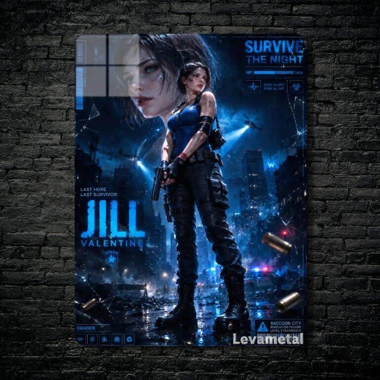 متال پوستر جیل ولنتاین Jill Valentine از بازی رزیدنت اویل Resident Evil با کد E-955