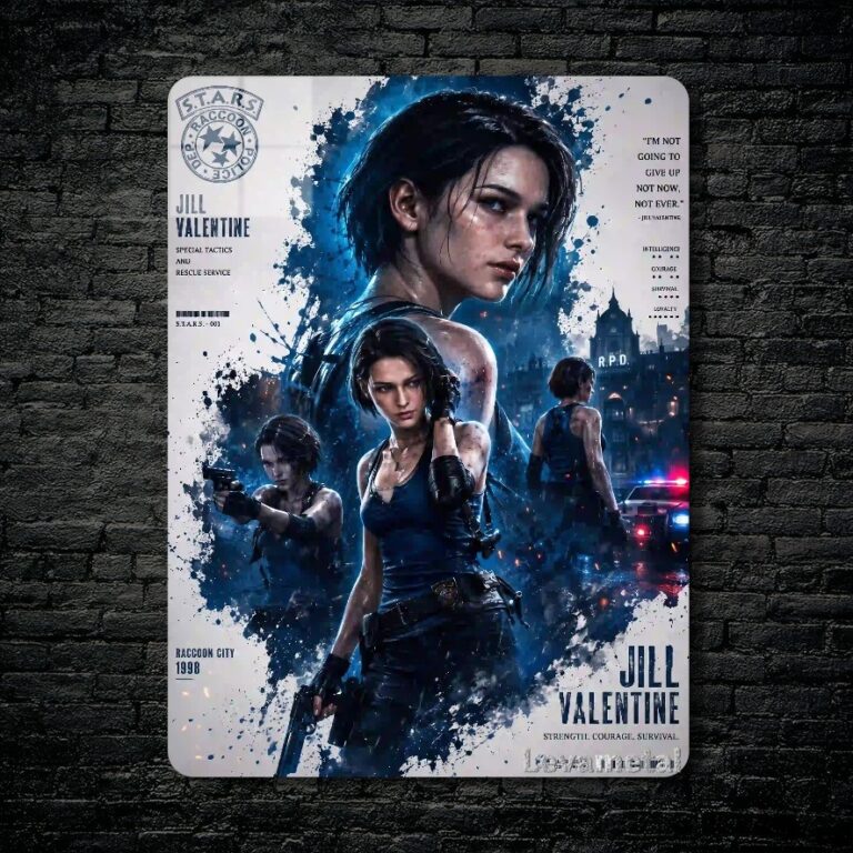 متال پوستر جیل ولنتاین Jill Valentine از بازی رزیدنت اویل Resident Evil با کد E-958